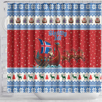 Iceland Viking Santa Christmas Shower Curtain Funny Reindeer Norse Xmas - Wonder Print Shop