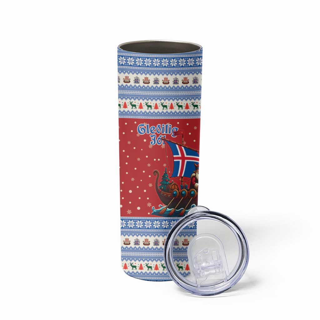 Iceland Viking Santa Christmas Skinny Tumbler Funny Reindeer Norse Xmas - Wonder Print Shop