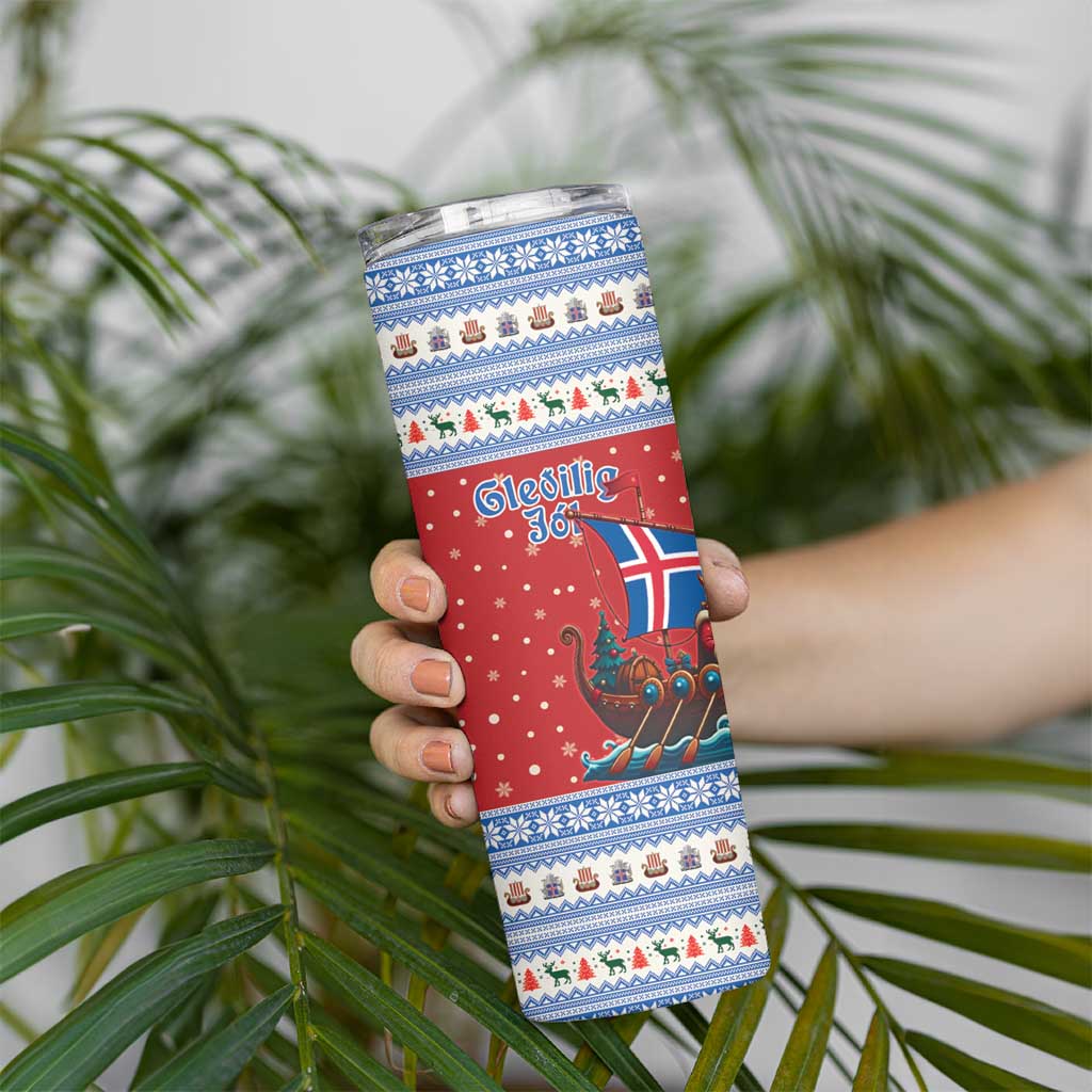 Iceland Viking Santa Christmas Skinny Tumbler Funny Reindeer Norse Xmas - Wonder Print Shop