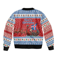 Iceland Viking Santa Christmas Sleeve Zip Bomber Jacket Funny Reindeer Norse Xmas - Wonder Print Shop