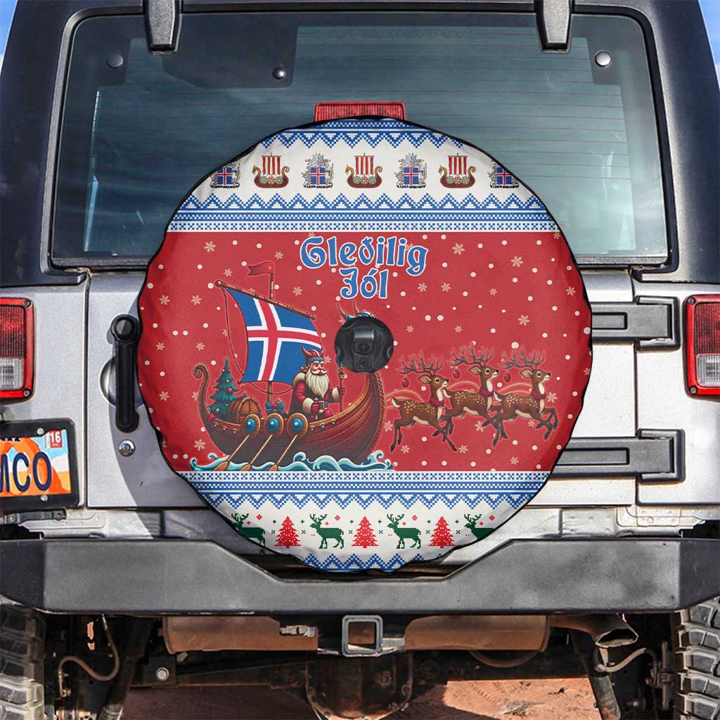 Iceland Viking Santa Christmas Spare Tire Cover Funny Reindeer Norse Xmas - Wonder Print Shop