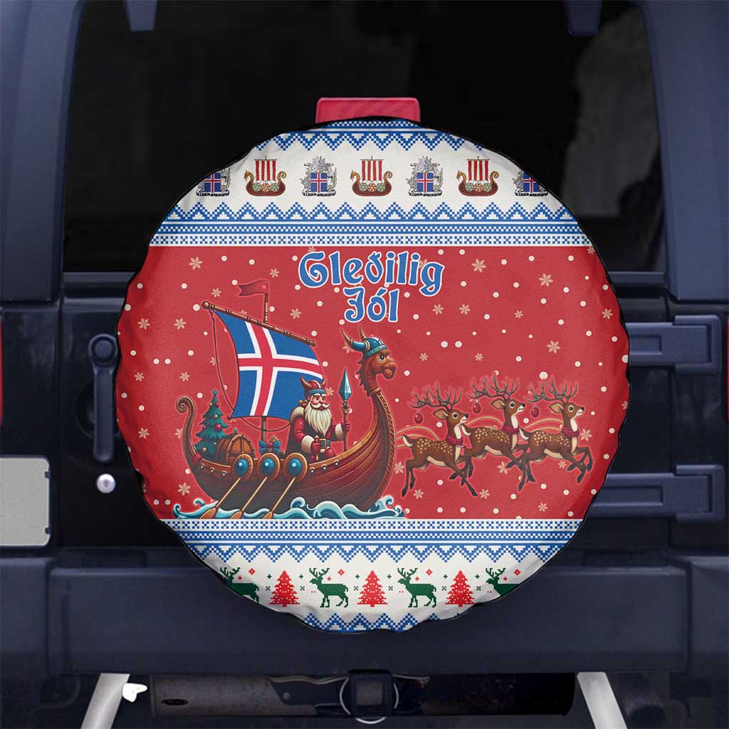 Iceland Viking Santa Christmas Spare Tire Cover Funny Reindeer Norse Xmas - Wonder Print Shop