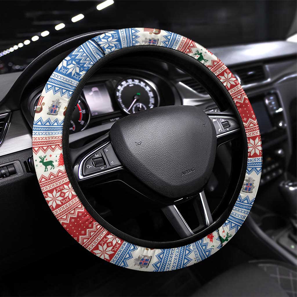 Iceland Viking Santa Christmas Steering Wheel Cover Funny Reindeer Norse Xmas - Wonder Print Shop