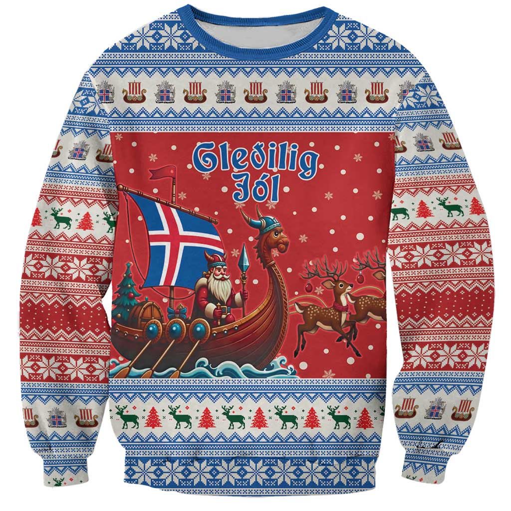 Iceland Viking Santa Christmas Sweatshirt Funny Reindeer Norse Xmas - Wonder Print Shop