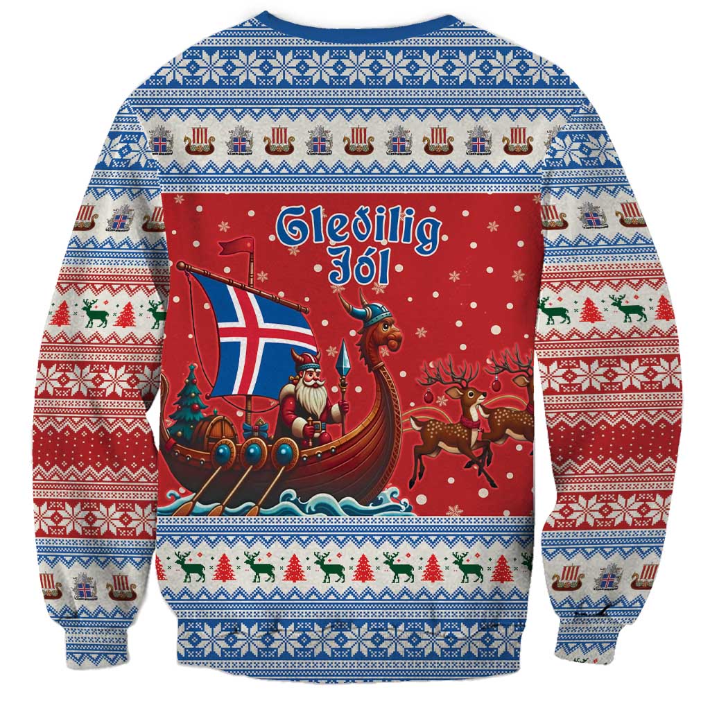Iceland Viking Santa Christmas Sweatshirt Funny Reindeer Norse Xmas - Wonder Print Shop