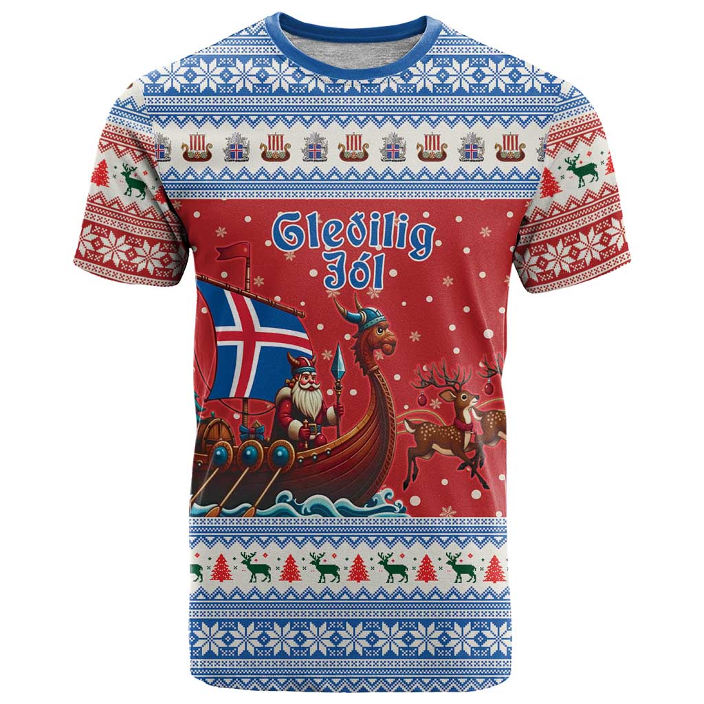 Iceland Viking Santa Christmas T Shirt Funny Reindeer Norse Xmas - Wonder Print Shop