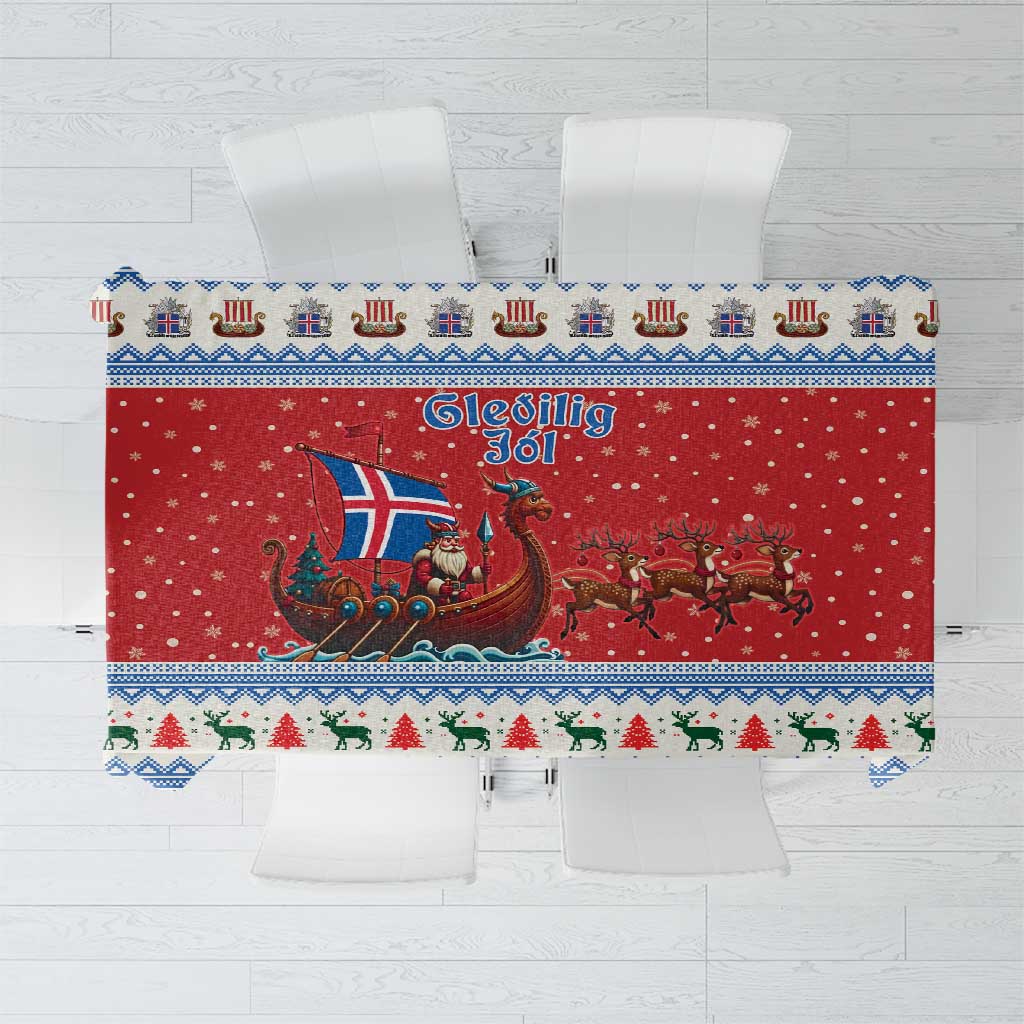 Iceland Viking Santa Christmas Tablecloth Funny Reindeer Norse Xmas - Wonder Print Shop