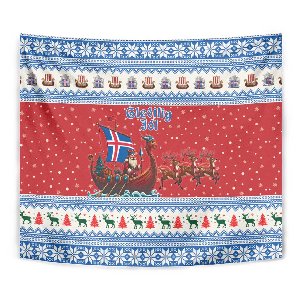 Iceland Viking Santa Christmas Tapestry Funny Reindeer Norse Xmas - Wonder Print Shop