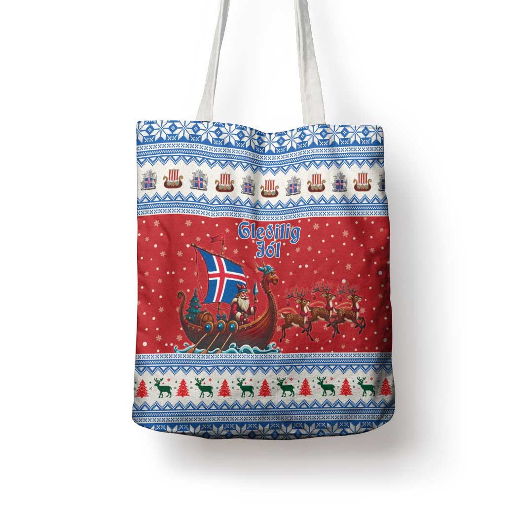 Iceland Viking Santa Christmas Tote Bag Funny Reindeer Norse Xmas - Wonder Print Shop