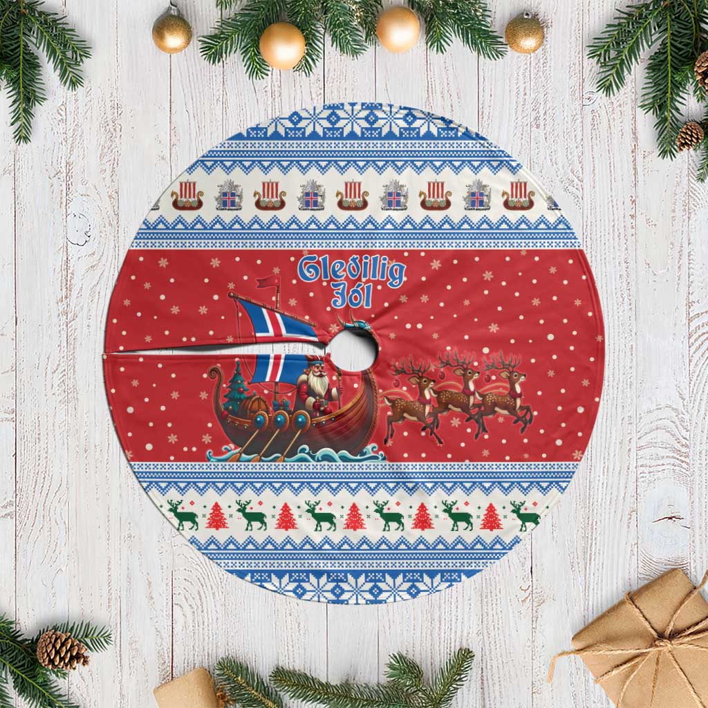 Iceland Viking Santa Christmas Tree Skirt Funny Reindeer Norse Xmas - Wonder Print Shop