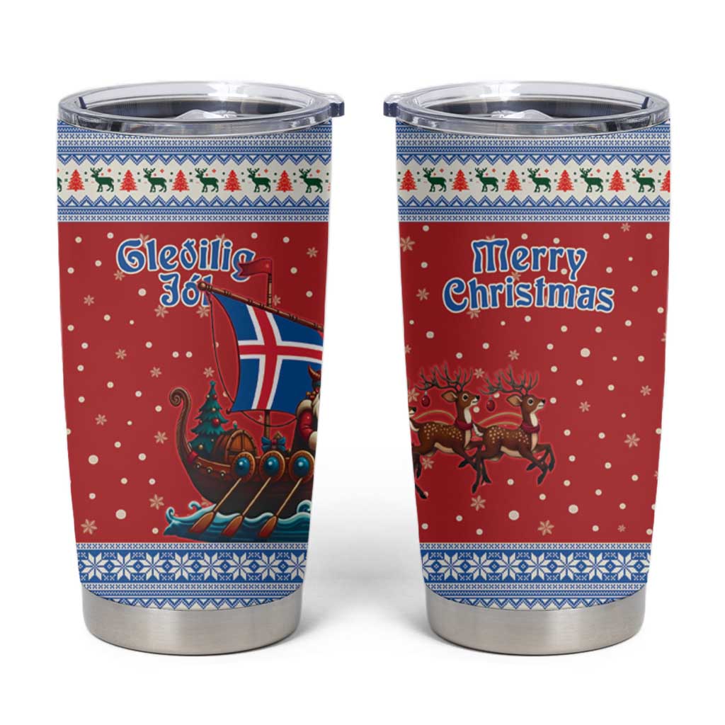 Iceland Viking Santa Christmas Tumbler Cup Funny Reindeer Norse Xmas - Wonder Print Shop