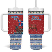 Iceland Viking Santa Christmas Tumbler With Handle Funny Reindeer Norse Xmas - Wonder Print Shop