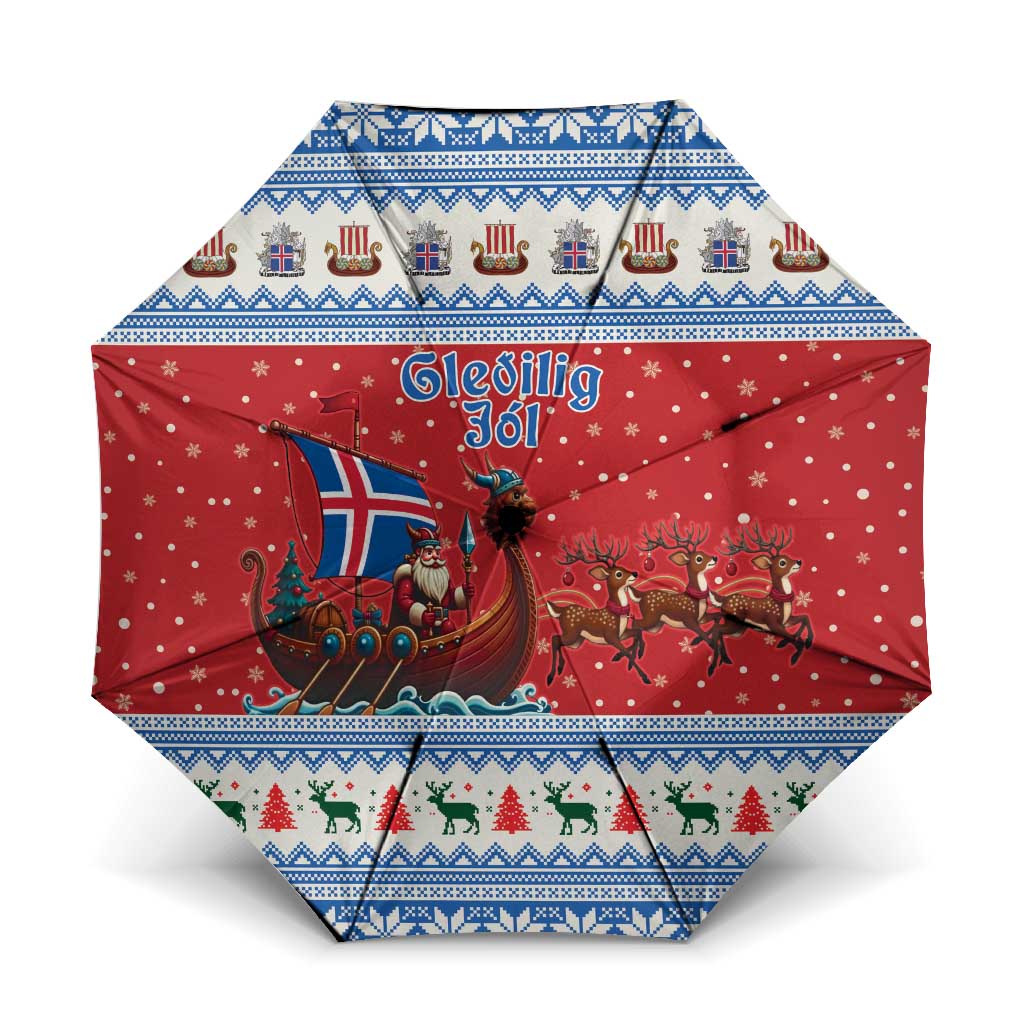 Iceland Viking Santa Christmas Umbrella Funny Reindeer Norse Xmas - Wonder Print Shop