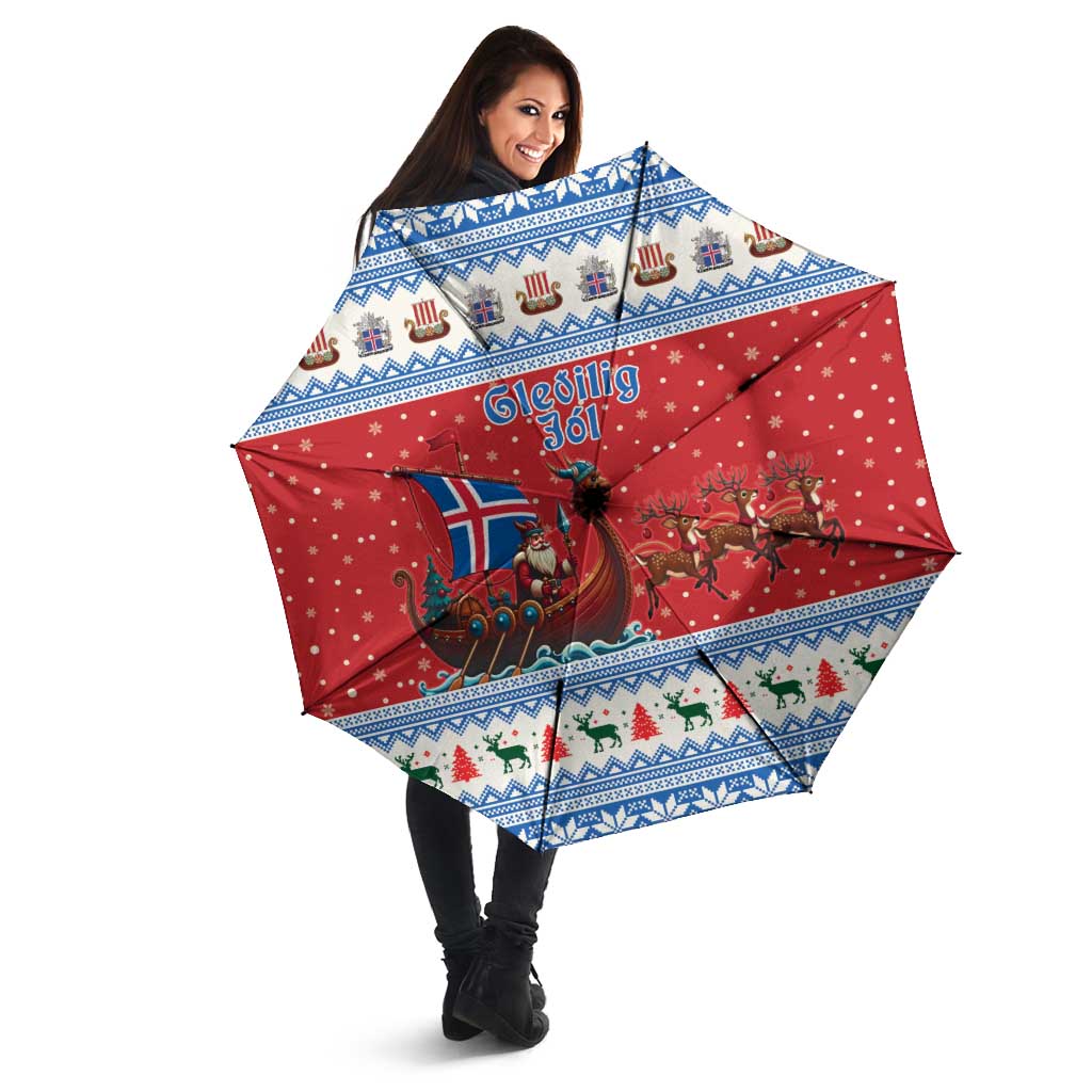 Iceland Viking Santa Christmas Umbrella Funny Reindeer Norse Xmas - Wonder Print Shop