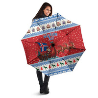Iceland Viking Santa Christmas Umbrella Funny Reindeer Norse Xmas - Wonder Print Shop