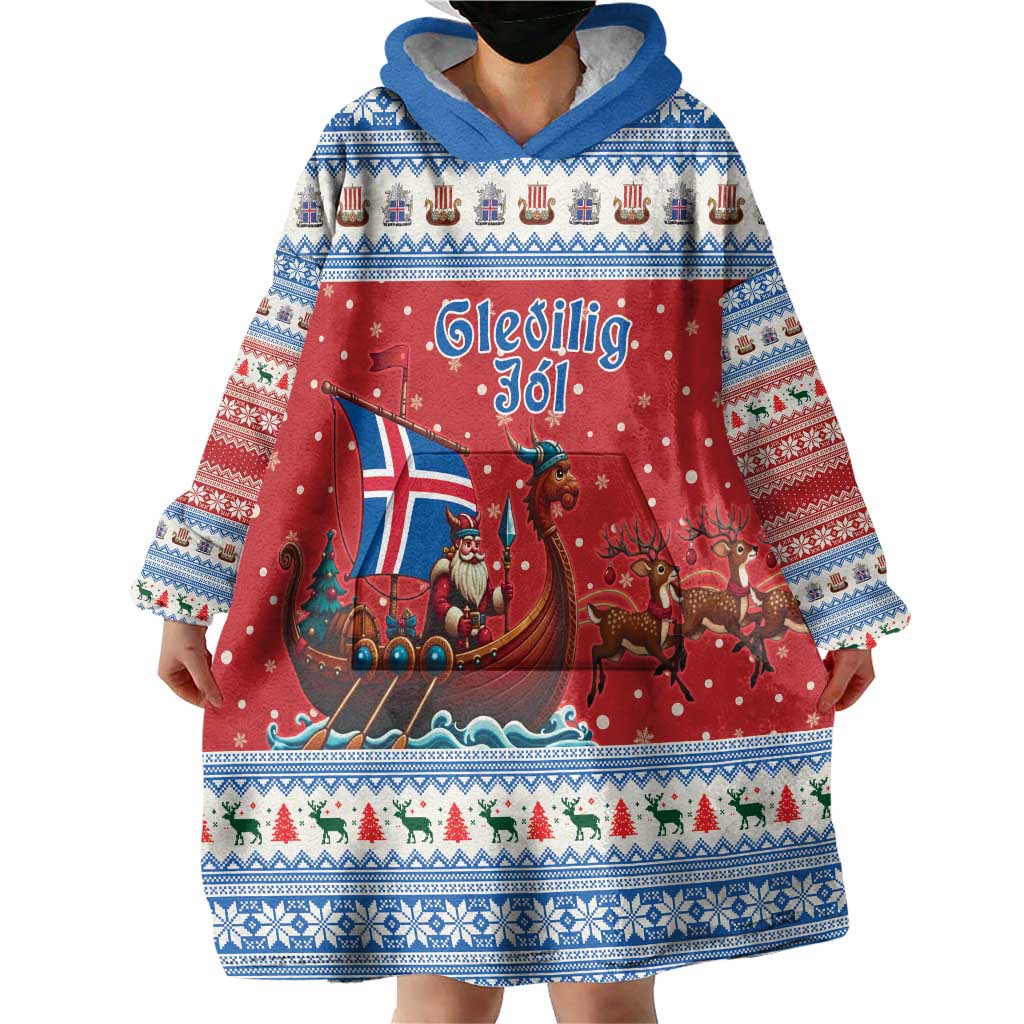 Iceland Viking Santa Christmas Wearable Blanket Hoodie Funny Reindeer Norse Xmas - Wonder Print Shop