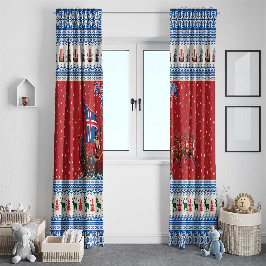 Iceland Viking Santa Christmas Window Curtain Funny Reindeer Norse Xmas - Wonder Print Shop