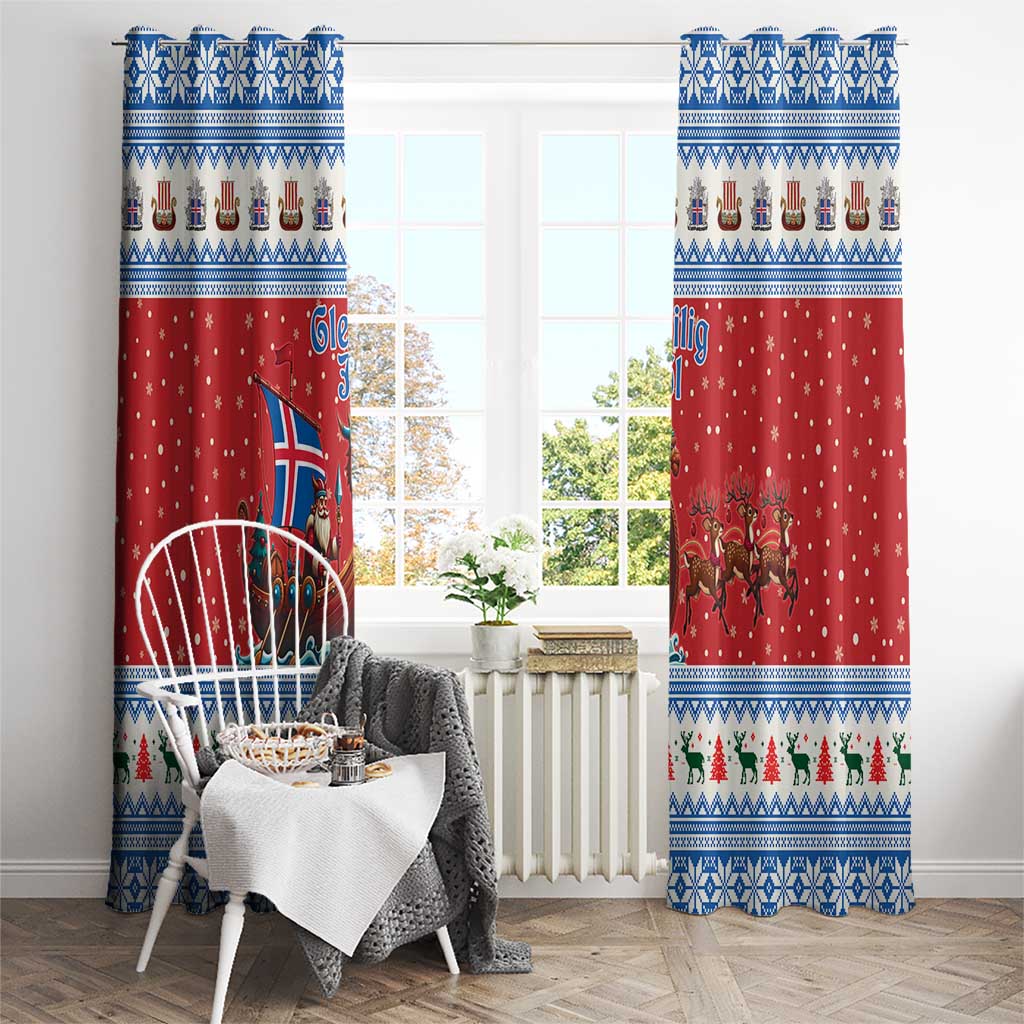 Iceland Viking Santa Christmas Window Curtain Funny Reindeer Norse Xmas - Wonder Print Shop