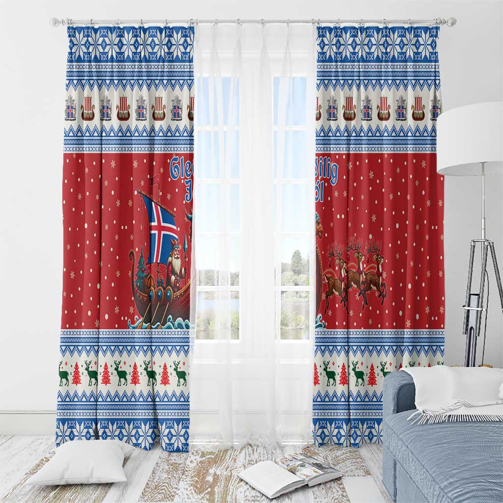Iceland Viking Santa Christmas Window Curtain Funny Reindeer Norse Xmas - Wonder Print Shop