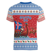 Iceland Viking Santa Christmas Women V-Neck T-Shirt Funny Reindeer Norse Xmas - Wonder Print Shop
