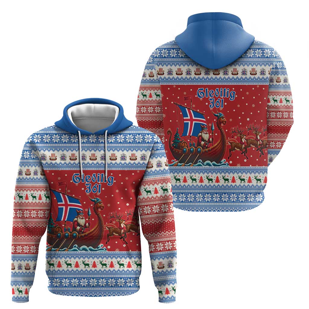 Iceland Viking Santa Christmas Zip Hoodie Funny Reindeer Norse Xmas - Wonder Print Shop