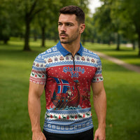 Iceland Viking Santa Christmas Zipper Polo Shirt Funny Reindeer Norse Xmas - Wonder Print Shop