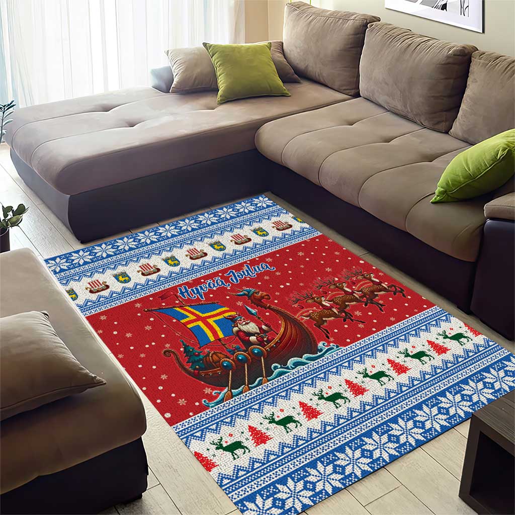 Aland Viking Santa Christmas Area Rug Funny Reindeer Norse Xmas - Wonder Print Shop