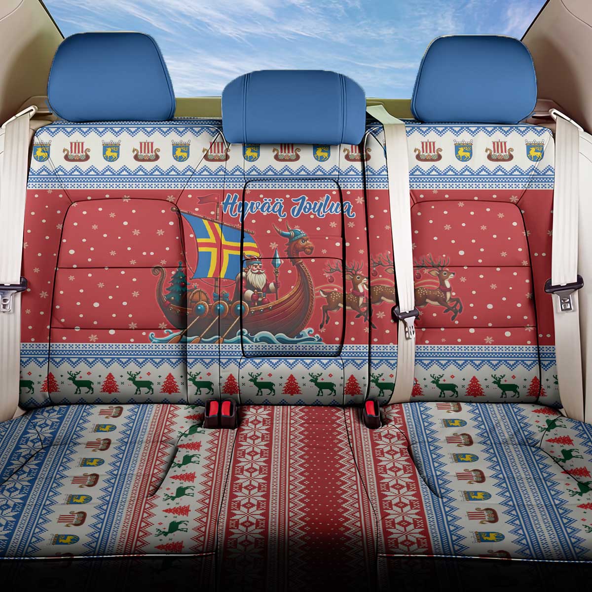 Aland Viking Santa Christmas Back Car Seat Cover Funny Reindeer Norse Xmas - Wonder Print Shop