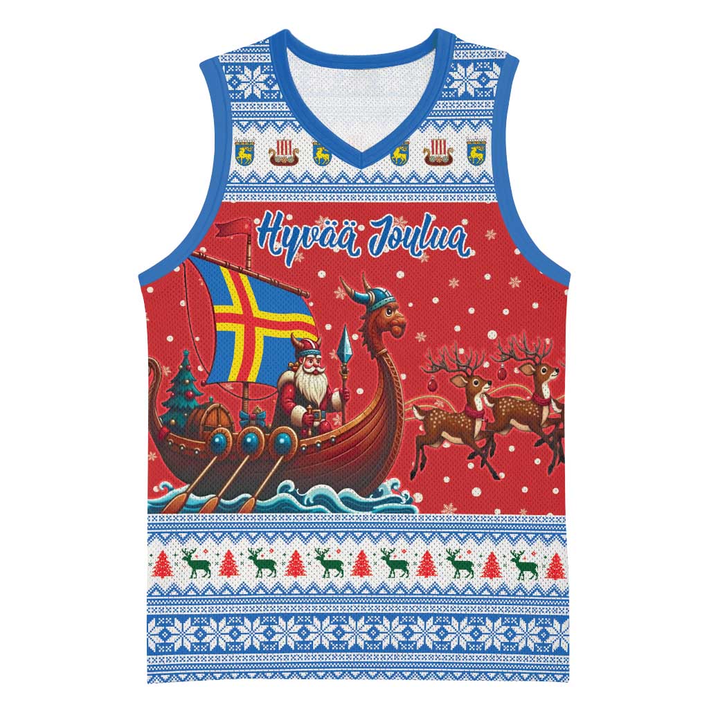 Aland Viking Santa Christmas Basketball Jersey Funny Reindeer Norse Xmas - Wonder Print Shop