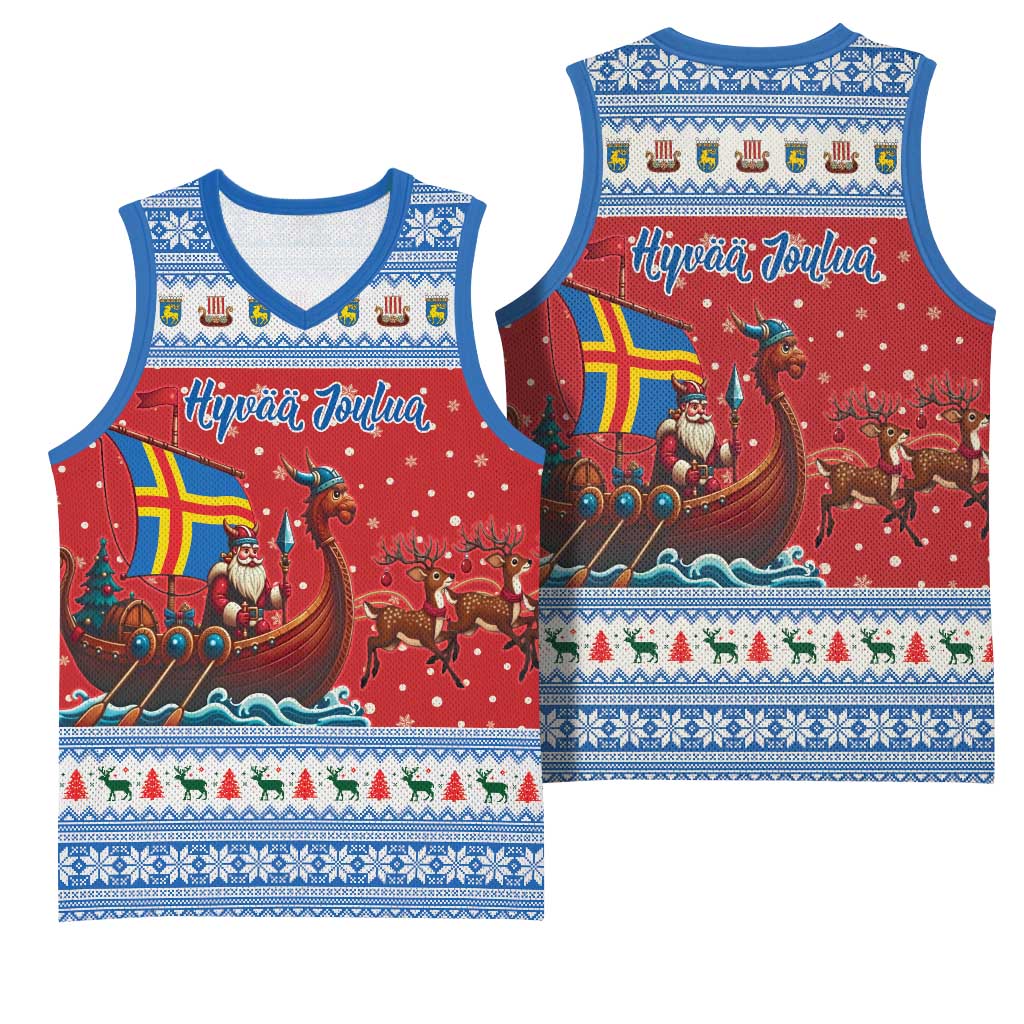 Aland Viking Santa Christmas Basketball Jersey Funny Reindeer Norse Xmas - Wonder Print Shop