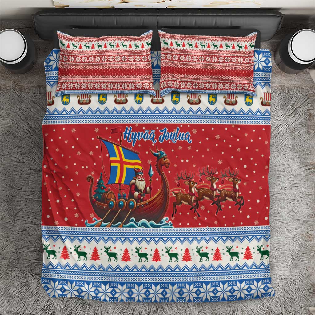 Aland Viking Santa Christmas Bedding Set Funny Reindeer Norse Xmas - Wonder Print Shop