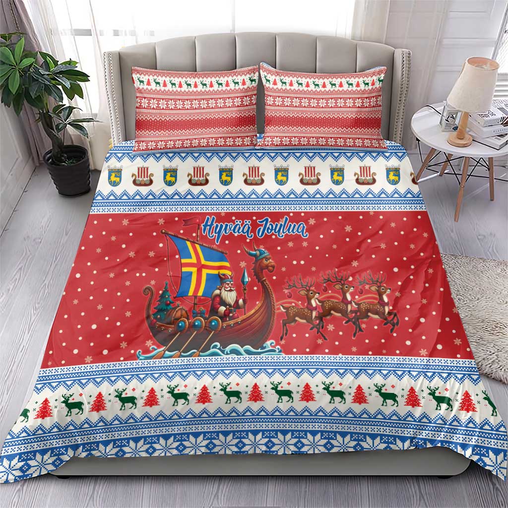 Aland Viking Santa Christmas Bedding Set Funny Reindeer Norse Xmas - Wonder Print Shop