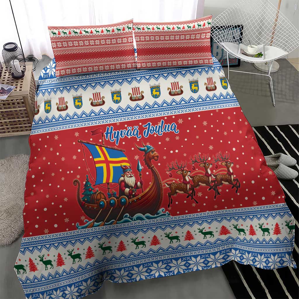 Aland Viking Santa Christmas Bedding Set Funny Reindeer Norse Xmas - Wonder Print Shop