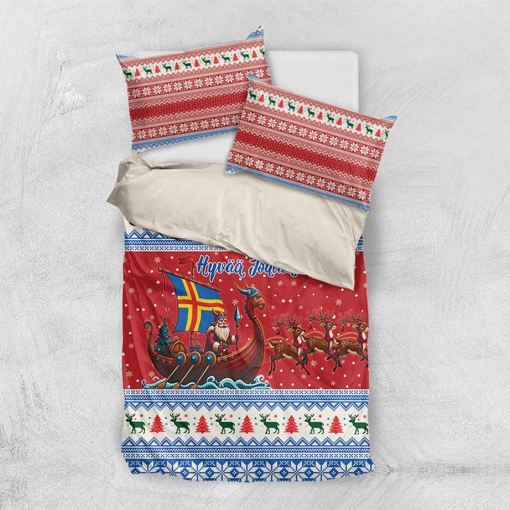 Aland Viking Santa Christmas Bedding Set Funny Reindeer Norse Xmas - Wonder Print Shop