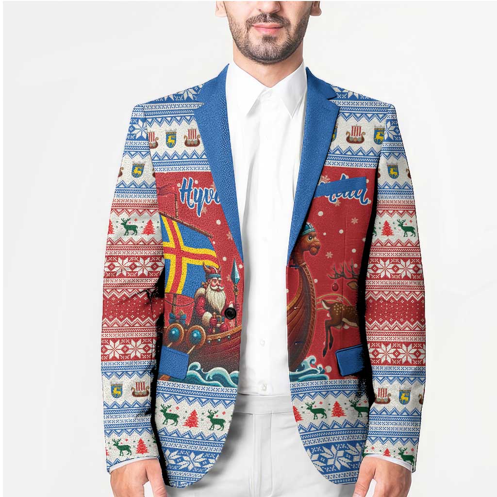 Aland Viking Santa Christmas Blazer Funny Reindeer Norse Xmas - Wonder Print Shop