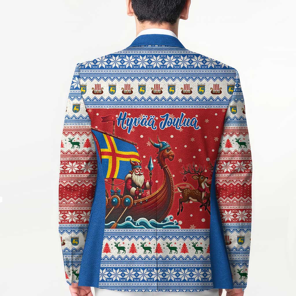 Aland Viking Santa Christmas Blazer Funny Reindeer Norse Xmas - Wonder Print Shop