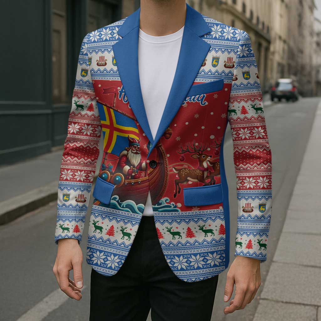 Aland Viking Santa Christmas Blazer Funny Reindeer Norse Xmas - Wonder Print Shop