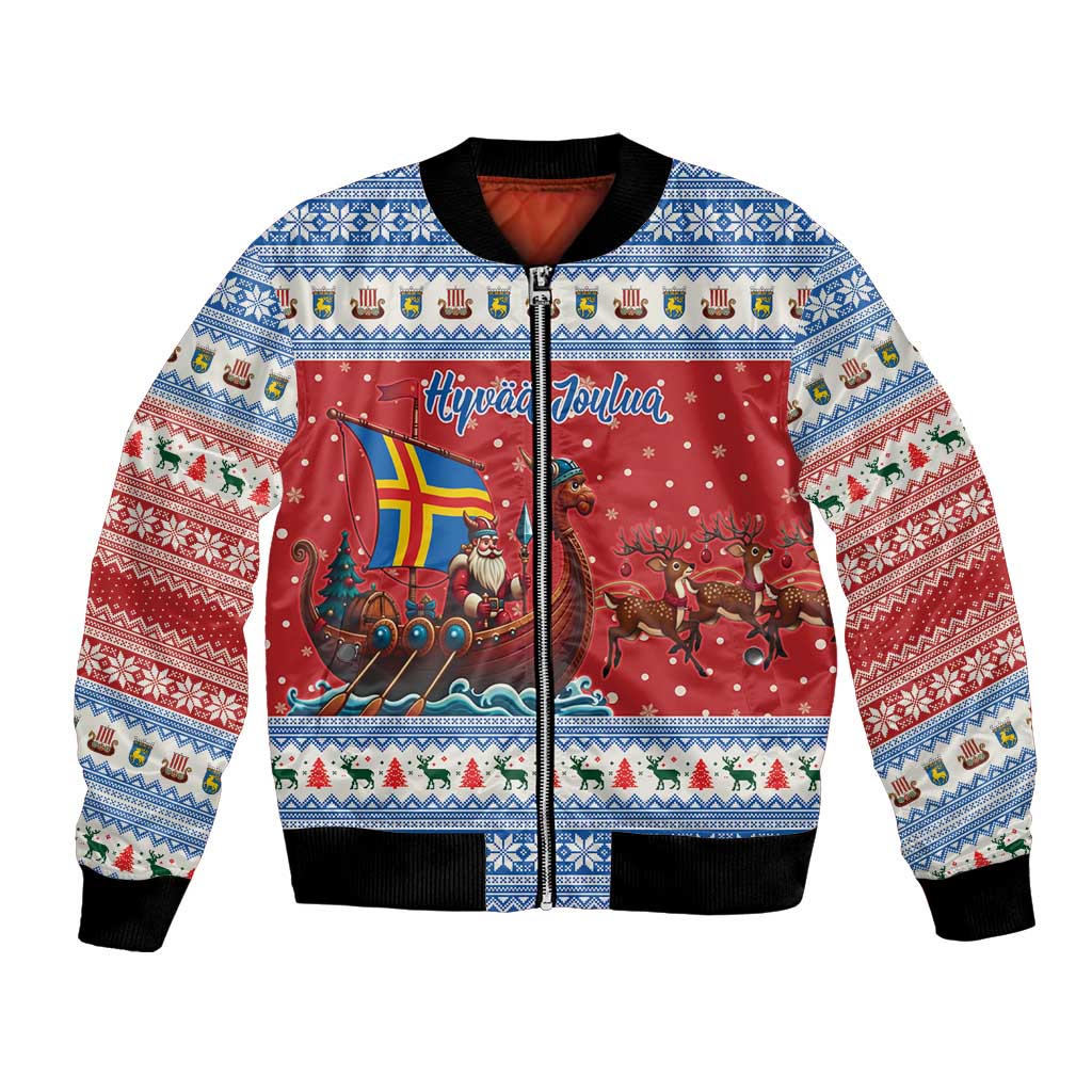 Aland Viking Santa Christmas Bomber Jacket Funny Reindeer Norse Xmas - Wonder Print Shop