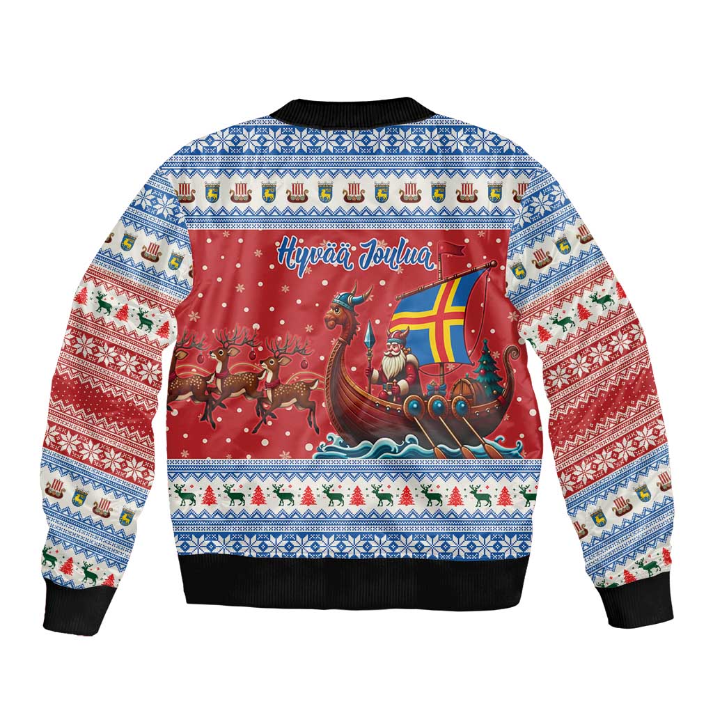 Aland Viking Santa Christmas Bomber Jacket Funny Reindeer Norse Xmas - Wonder Print Shop