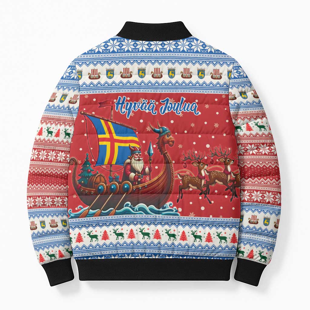 Aland Viking Santa Christmas Bomber Puffer Jacket Funny Reindeer Norse Xmas - Wonder Print Shop
