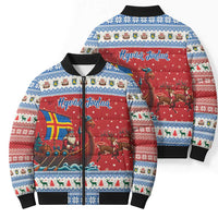 Aland Viking Santa Christmas Bomber Puffer Jacket Funny Reindeer Norse Xmas - Wonder Print Shop