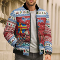 Aland Viking Santa Christmas Bomber Puffer Jacket Funny Reindeer Norse Xmas - Wonder Print Shop