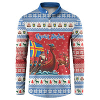 Aland Viking Santa Christmas Button Sweatshirt Funny Reindeer Norse Xmas - Wonder Print Shop