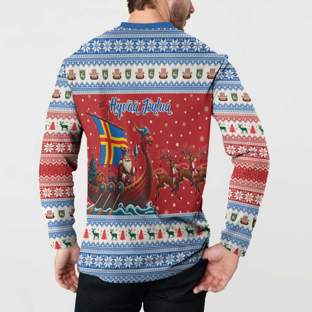 Aland Viking Santa Christmas Button Sweatshirt Funny Reindeer Norse Xmas - Wonder Print Shop