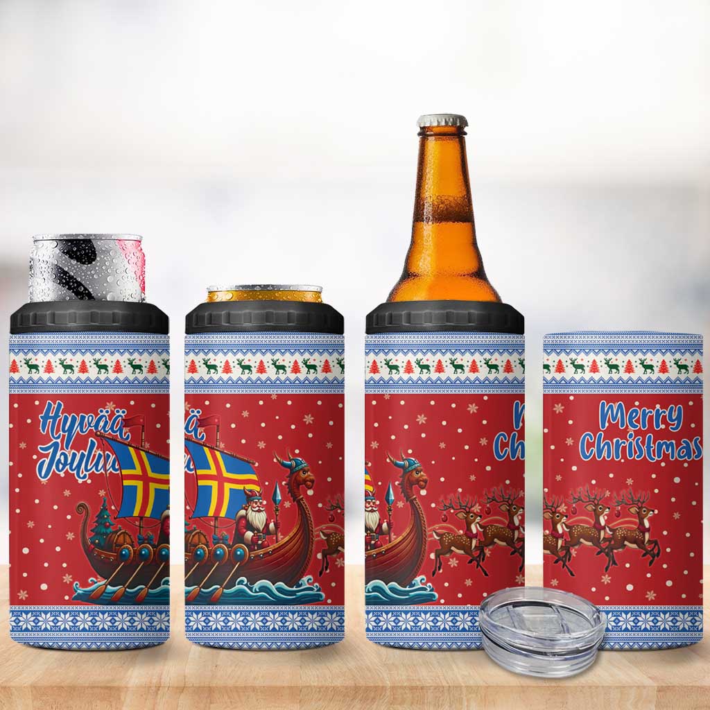 Aland Viking Santa Christmas 4 in 1 Can Cooler Tumbler Funny Reindeer Norse Xmas - Wonder Print Shop