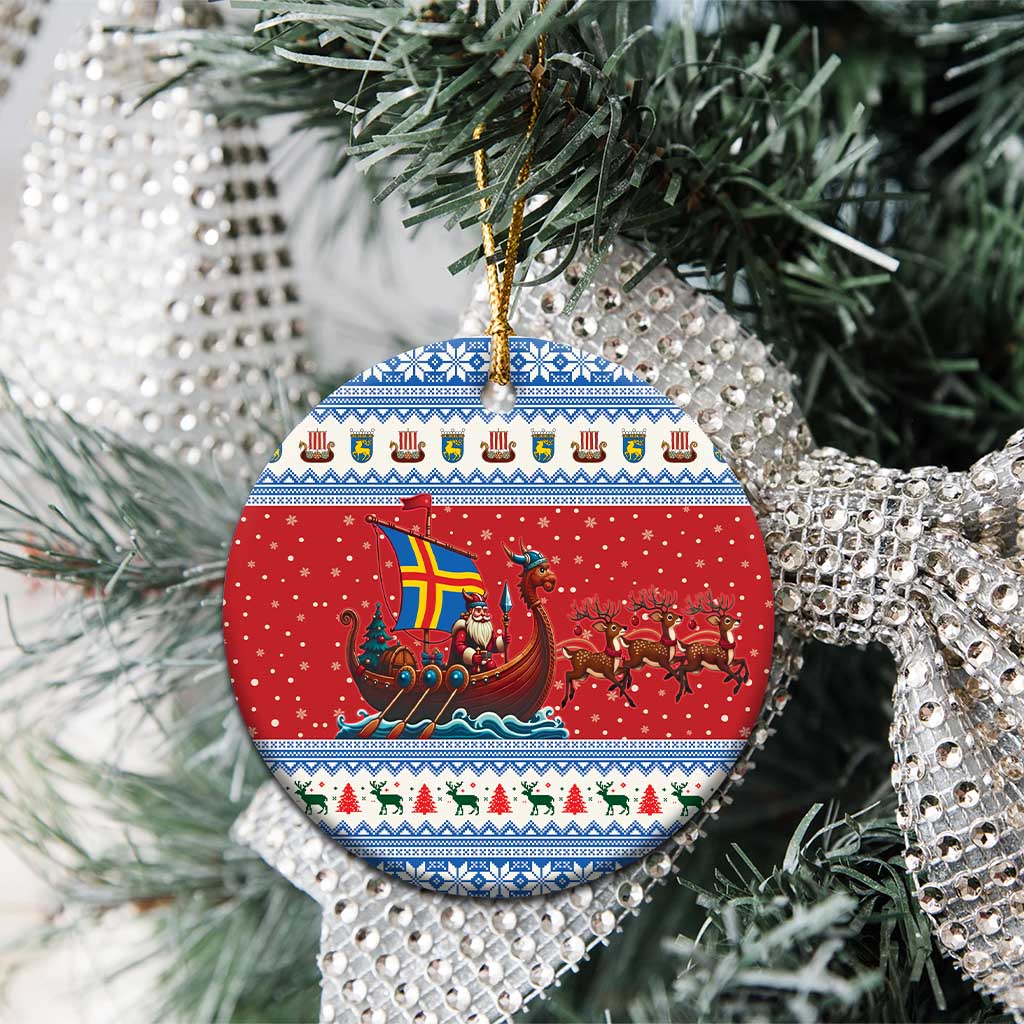 Aland Viking Santa Christmas Ceramic Ornament Funny Reindeer Norse Xmas - Wonder Print Shop