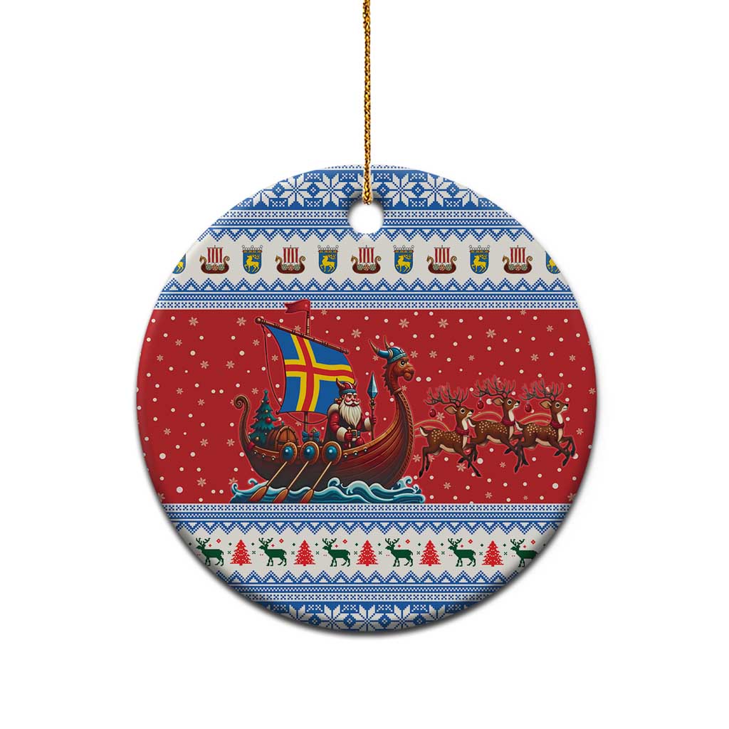 Aland Viking Santa Christmas Ceramic Ornament Funny Reindeer Norse Xmas - Wonder Print Shop