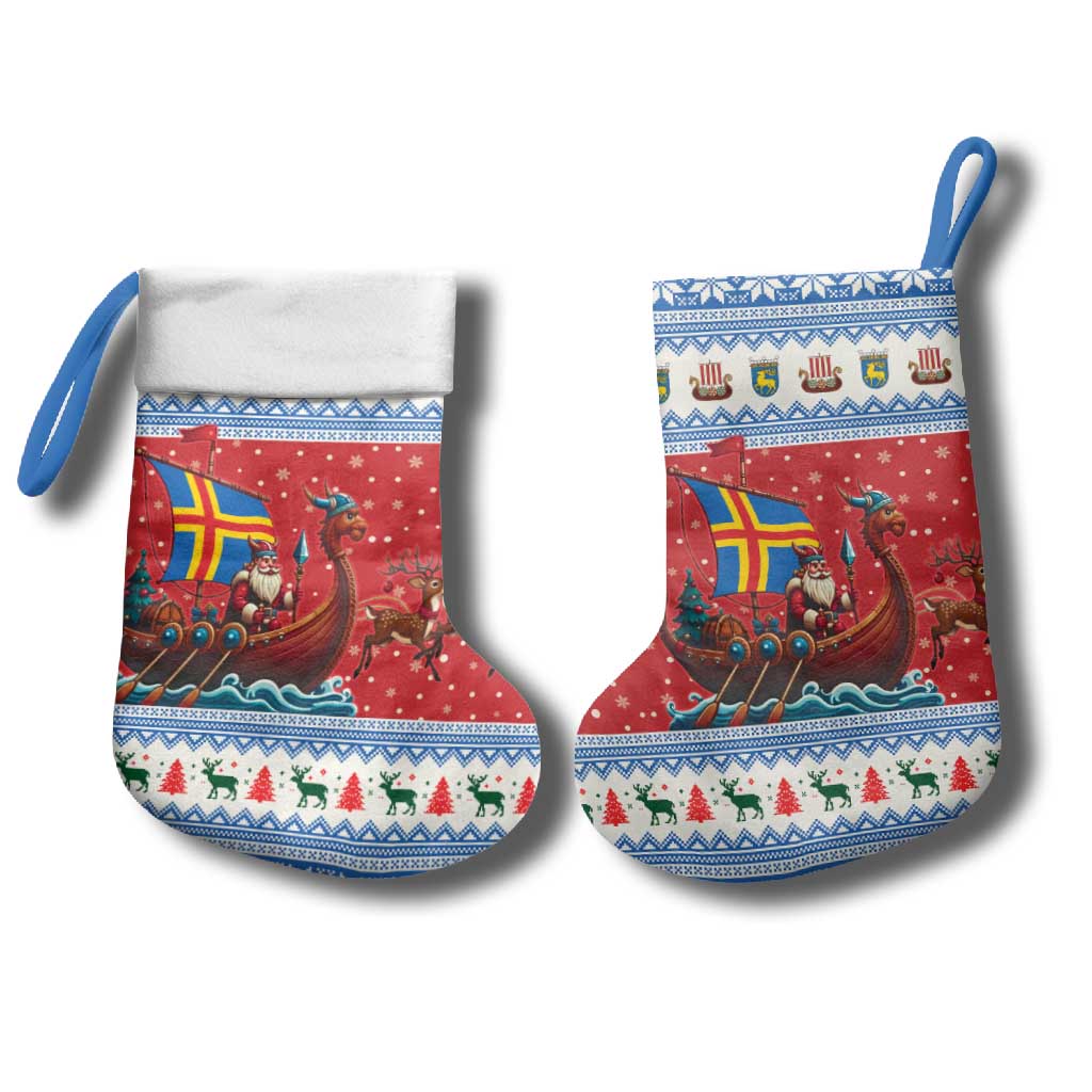 Aland Viking Santa Christmas Stocking Funny Reindeer Norse Xmas - Wonder Print Shop