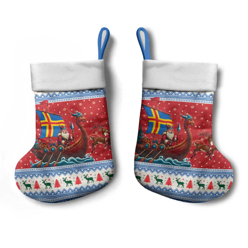 Aland Viking Santa Christmas Stocking Funny Reindeer Norse Xmas - Wonder Print Shop