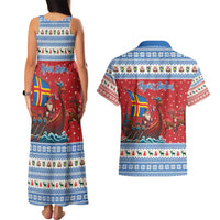Aland Viking Santa Christmas Couples Matching Tank Maxi Dress and Hawaiian Shirt Funny Reindeer Norse Xmas - Wonder Print Shop